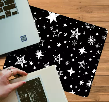 Fekete csillag mintás fehér háttér eredeti egérpad - TenStickers