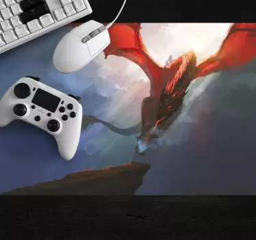 Félelmetes piros sárkány mouse pad szerencsejáték - TenStickers