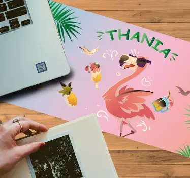 Trópusi flamingó mouse pad névvel - TenStickers