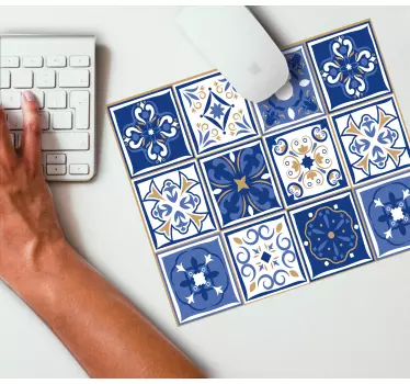 Kék és barna vintage cserép egérpárna minták - TenStickers