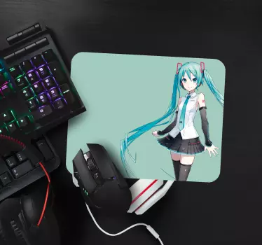 Kék hajú lány anime egérmatrac - TenStickers