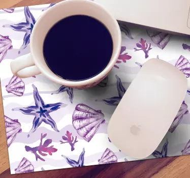 Lila tengeri csillag és kagyló egér szőnyeg - TenStickers