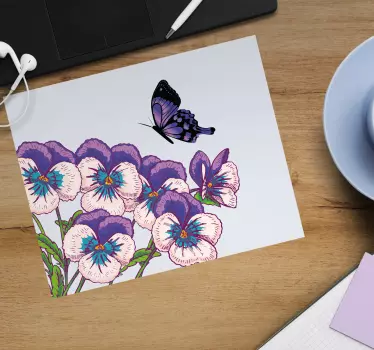 Lila virágos pillangó - eredeti egérpad - TenStickers