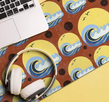 Nap, strand és hullám mintázat 70-es nap egér szőnyeg - TenStickers