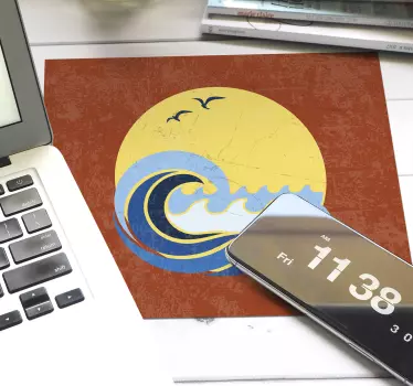Naplemente alatti hullámok eredeti egérpad - TenStickers