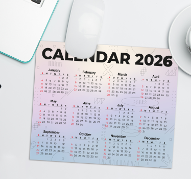 Naptár 2026 egérpad - TenStickers
