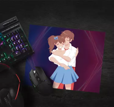 Piros és kék ölelkező karakterek anime egér szőnyeg - TenStickers