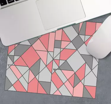 Rózsaszín és szürke háromszög fal művészeti minta eredeti egérpad - TenStickers