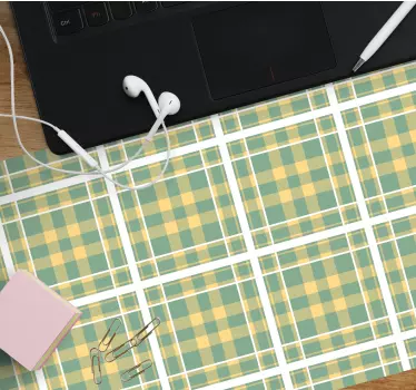 Sárga, zöld és fehér gingham mintás egérpad minták - TenStickers
