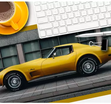 Sima sárga sportautó mouse pad szerencsejáték - TenStickers