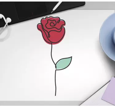 Stilizált rózsa kontúr - eredeti egérpad - TenStickers