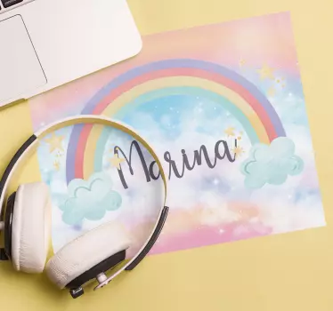 Színes szivárvány felhők egérpad névvel - TenStickers