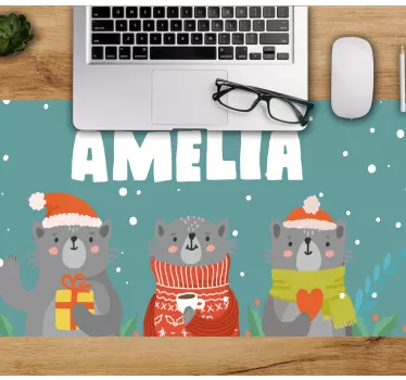 Ünnepi Állatok háromasa egérpad névvel - TenStickers