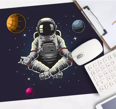 űrhajós meditál a bolygók eredeti egérpadján - TenStickers