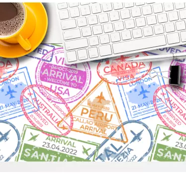 Utazási bélyegek egérpárna minták - TenStickers