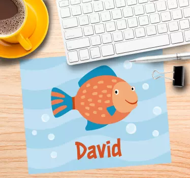 Vidám hal grafika mouse pad névvel - TenStickers