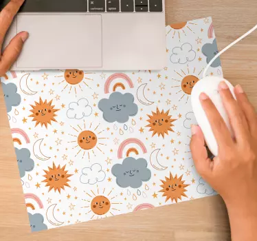 Vidám nap és felhők egérpad minták - TenStickers
