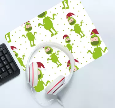 Vidám zöld karakter egérpad karácsony - TenStickers