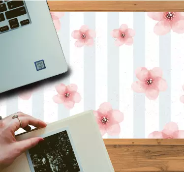 Virágos csíkos mintás egérpad - TenStickers