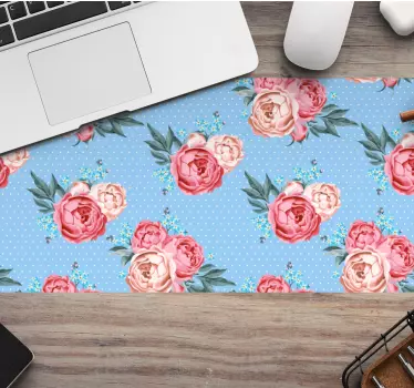 Virágos kék háttér - mouse pad minták - TenStickers