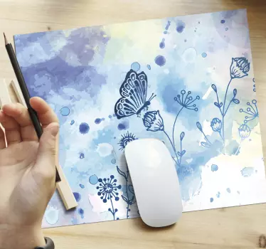 Virágos rajz és pillangók pillangó egér szőnyeg - TenStickers