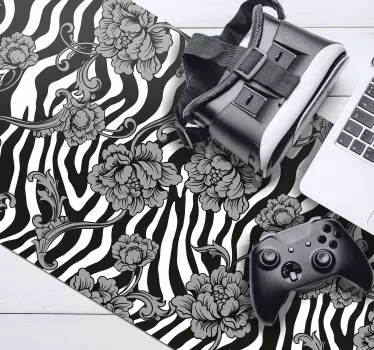 Virágos zebra mintás egérpad minták - TenStickers