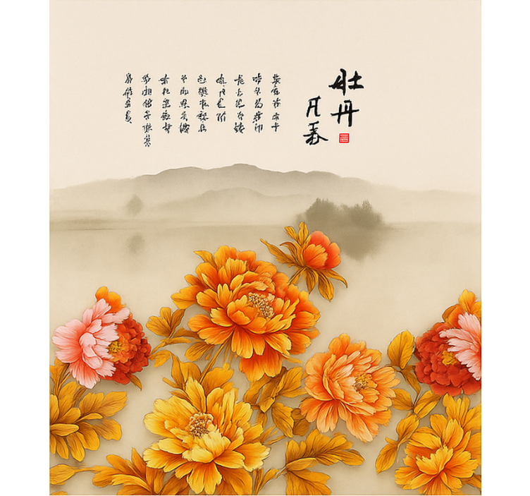 Bazsarózsa tájkép művészet Redőnyök nappali - TenStickers