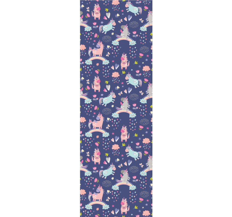 Színes egyszarvúk szivárvány mintával redőnyök gyerekeknek - TenStickers