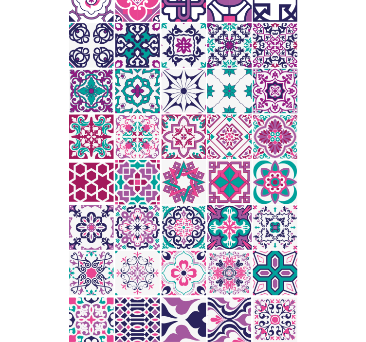 Rózsaszín marokkói csempe mintás fürdőszobai Sávroló - TenStickers