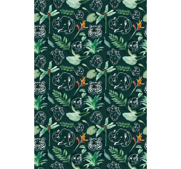 állati vázlat virágos redőnyök állatok - TenStickers