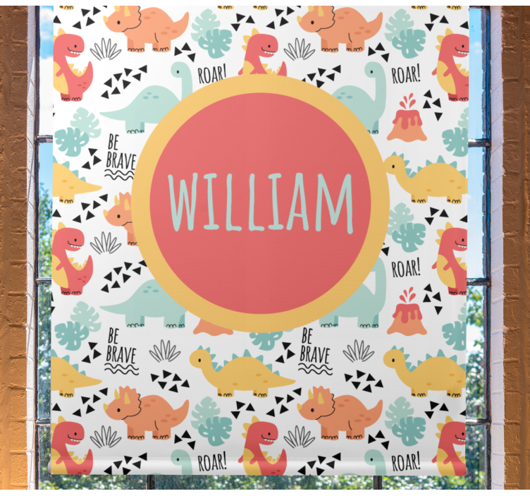 Bébi dinoszauruszok kör alakú névvel redőnyök - TenStickers