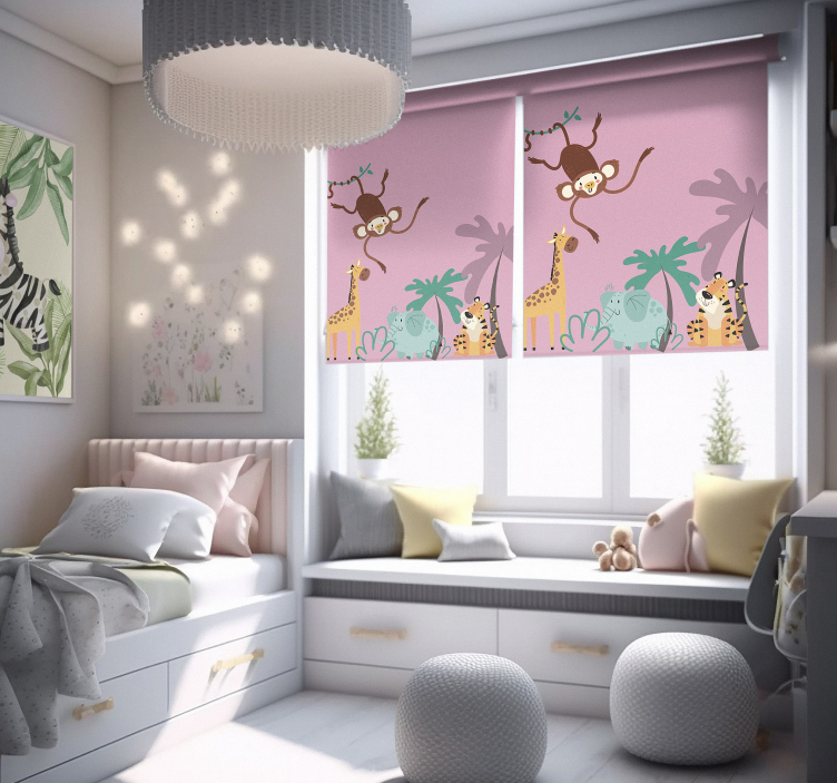 "boho" gyerekek dzsungelben különféle állatRoló - TenStickers