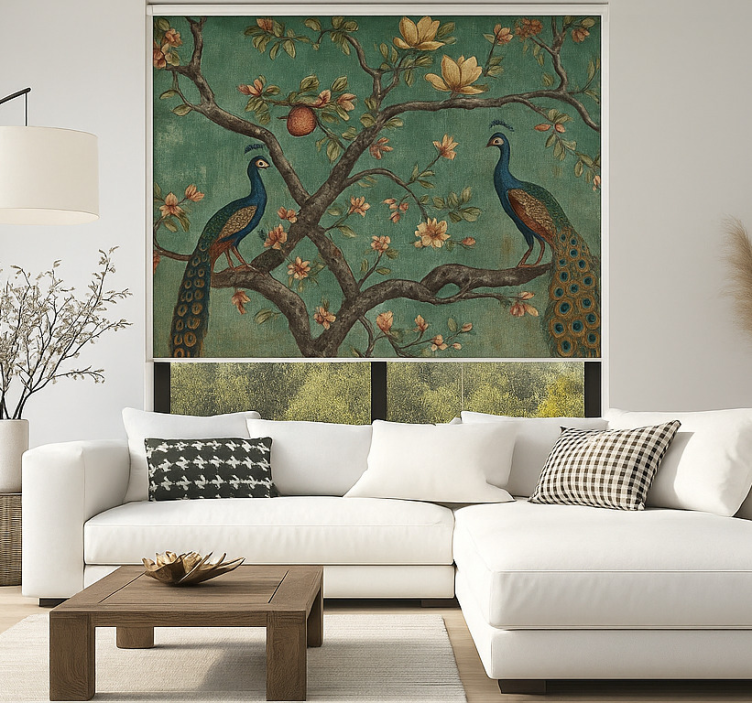 Díszes páva gobelin Redőnyök nappali - TenStickers