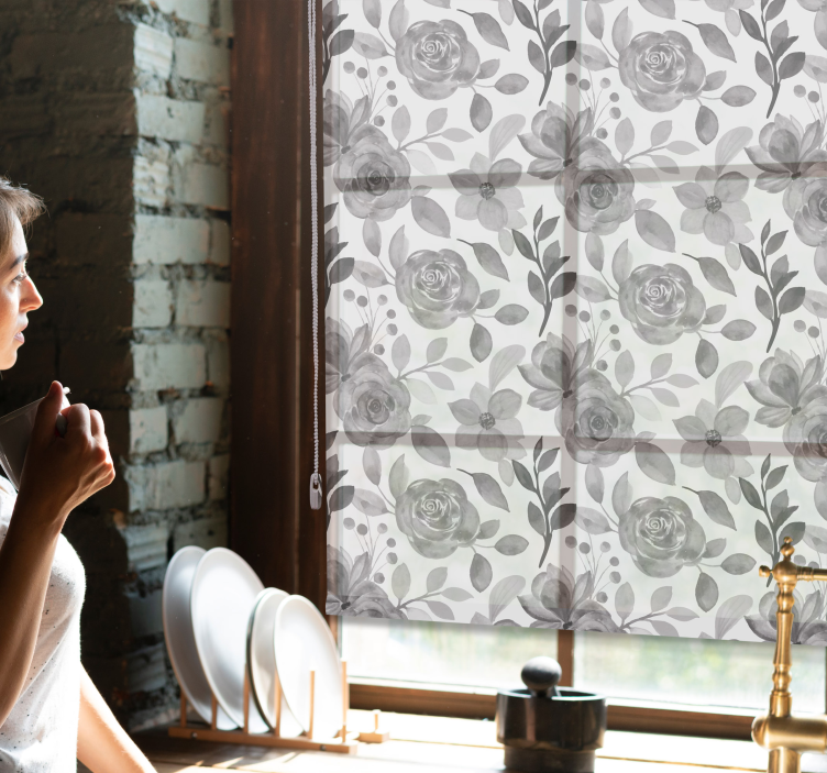 Elegáns szürke virágok Redőnyök Virágos - TenStickers