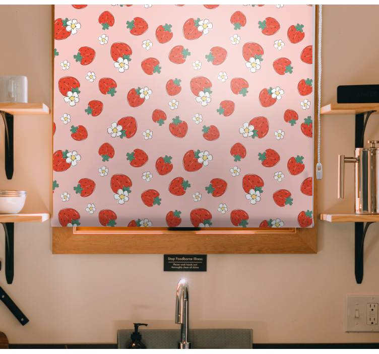 Eper mintás virágokkal Redőnyök gyümölcs és zöldség - TenStickers