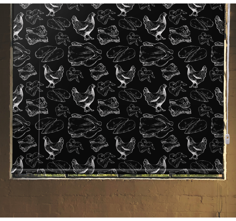 Fekete -fehér sült csirke állat Sávroló - TenStickers