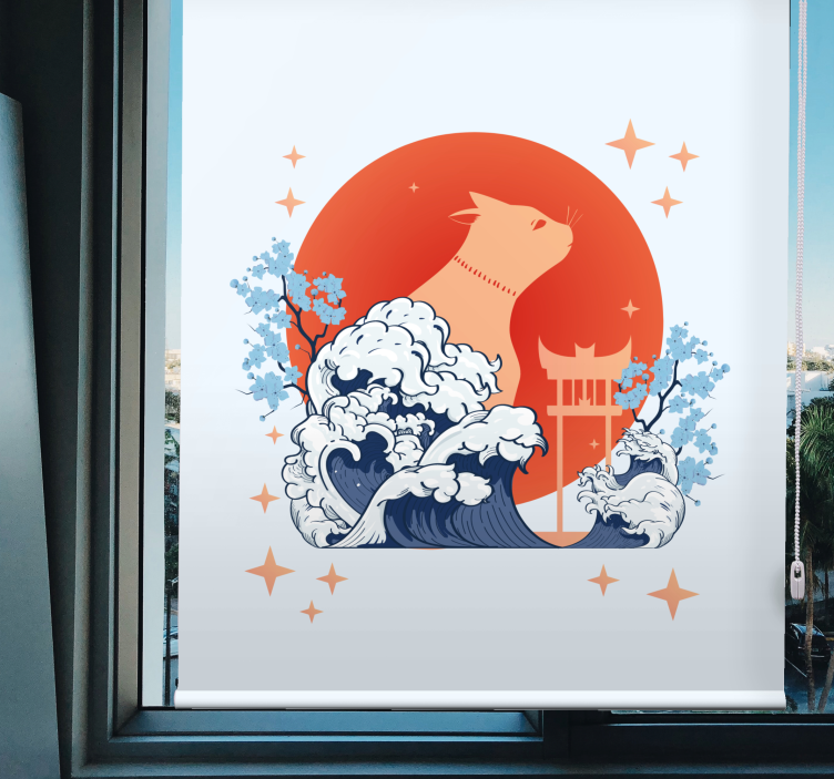 Macska hullámokkal redőnyök állatok - TenStickers