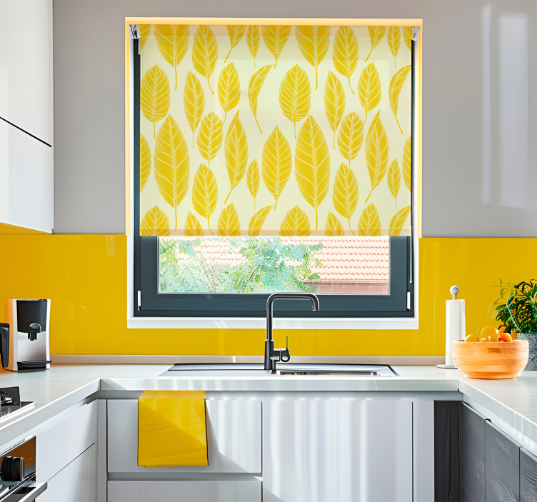Redőnyök sárga nagy levelek minta - TenStickers