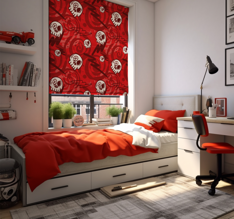 Redőnyök tizenéves piros graffiti koponyákkal - TenStickers