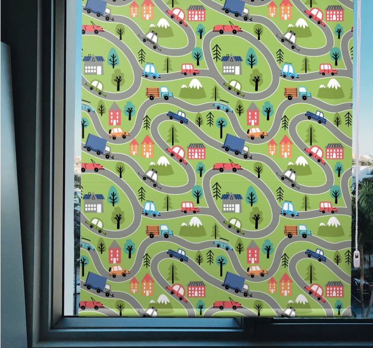 Színes jármű utakon Redőnyök gyerekek - TenStickers