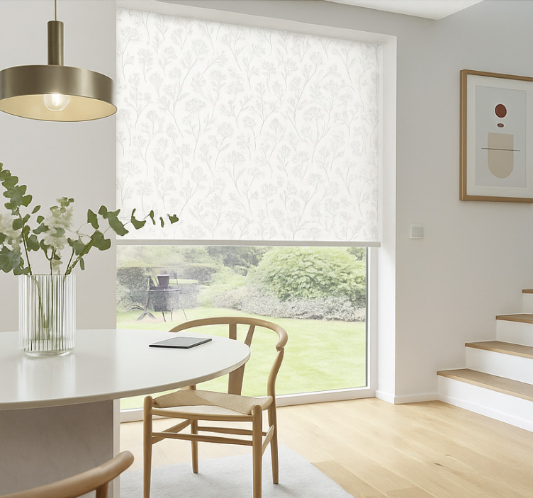 Vékony szürke virágminta Redőnyök étkező - TenStickers