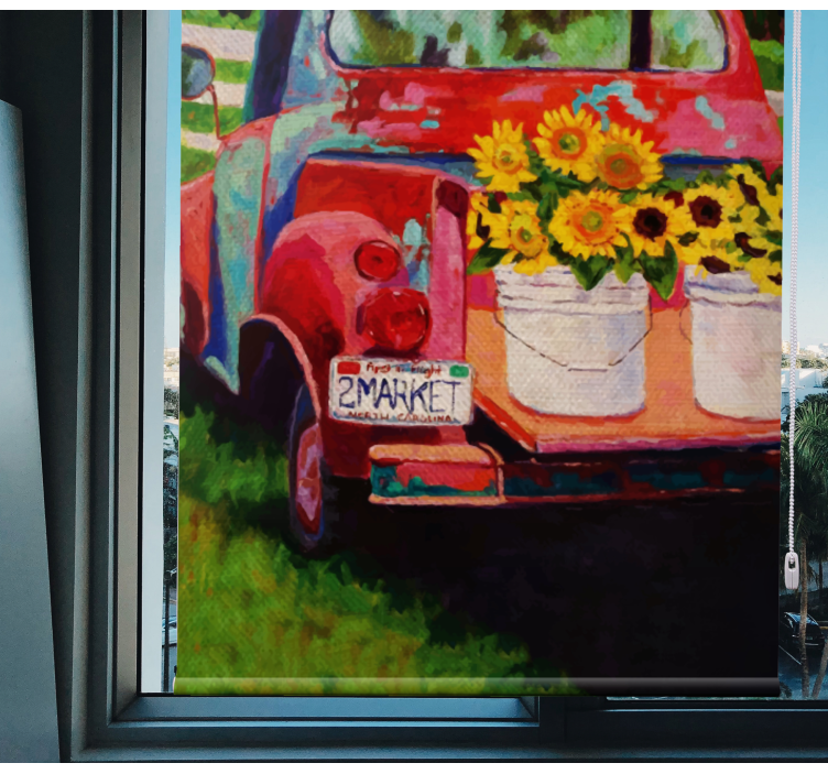 Vintage teherautó csokor Redőnyök Virágos - TenStickers