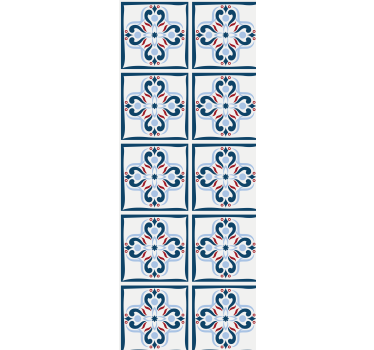 Konyhai redőnyök kék és piros portugál csempével - TenStickers