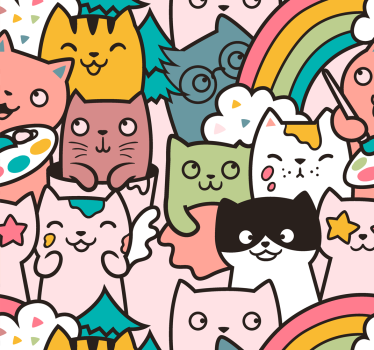 Gyerek redőnyök macskás pasztell mintával - TenStickers