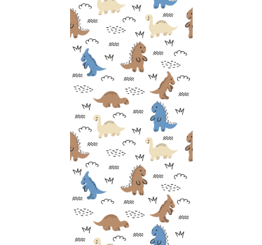 Boldog kék és barna dinoszaurusz redőnyök gyerekeknek - TenStickers