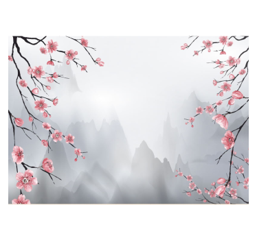 Cseresznyevirág ágak japán nézet redőnyök konyha - TenStickers