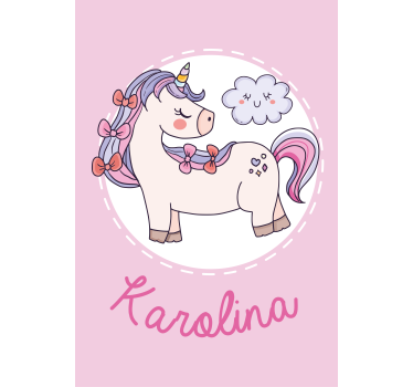 Rózsaszínű egyszarvú, névre szabott Sávroló - TenStickers
