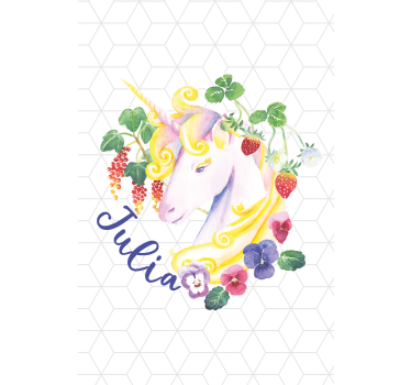 Virágos unikornis névvel Redőnyök gyerekek - TenStickers