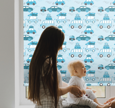 Gyerekredőnyök kék autós mintával - TenStickers