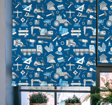 Fehér kotrógépek kék textúrák és minták felett - TenStickers
